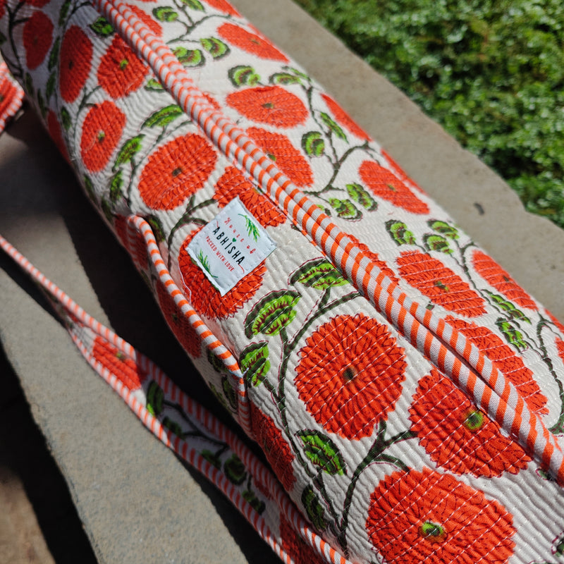 Genda Phool Handblock Printed Quilted Yoga Mat Bag
