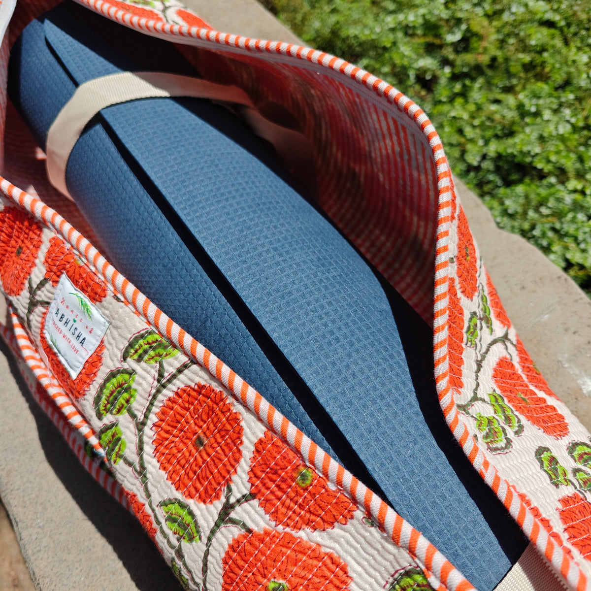 Genda Phool Handblock Printed Quilted Yoga Mat Bag