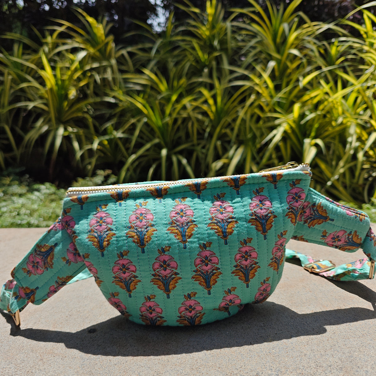 Raina Handblock Printed Quilted Crossbody Bag