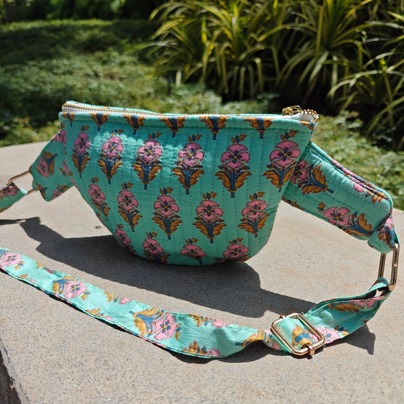 Raina Handblock Printed Quilted Crossbody Bag