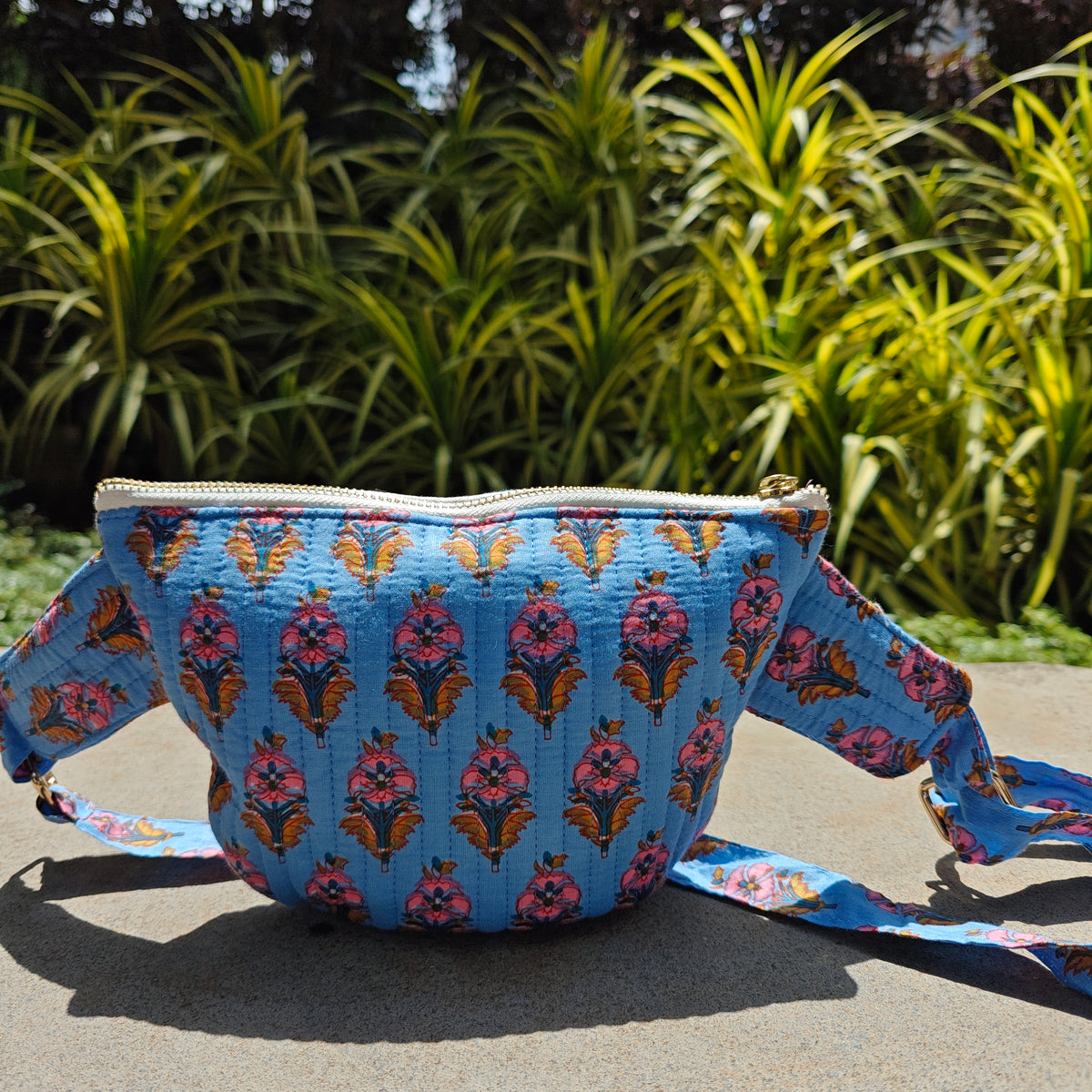 Averi Handblock Printed Quilted Crossbody Bag