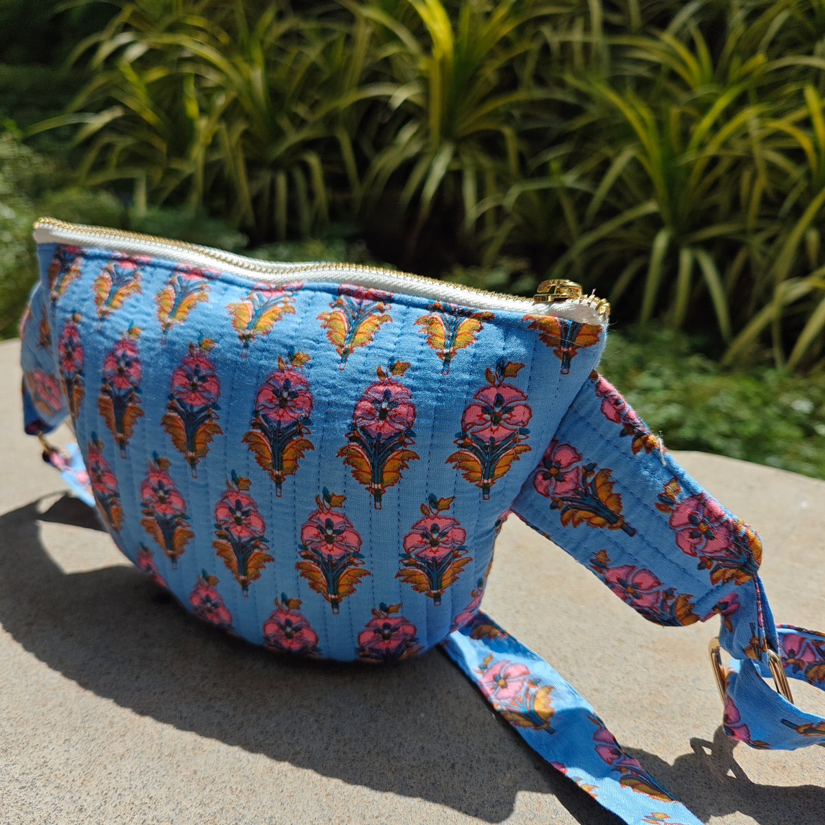 Averi Handblock Printed Quilted Crossbody Bag