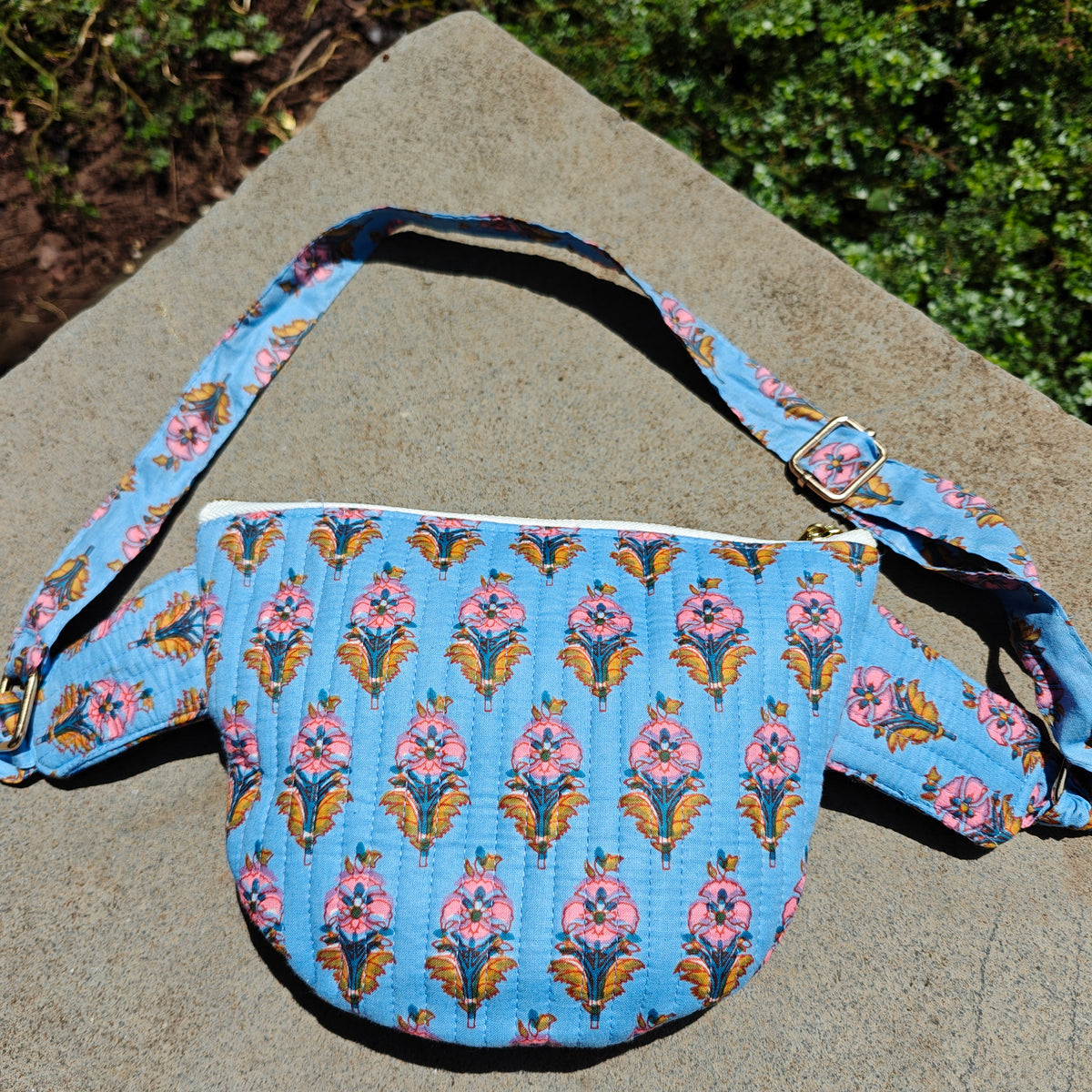 Averi Handblock Printed Quilted Crossbody Bag