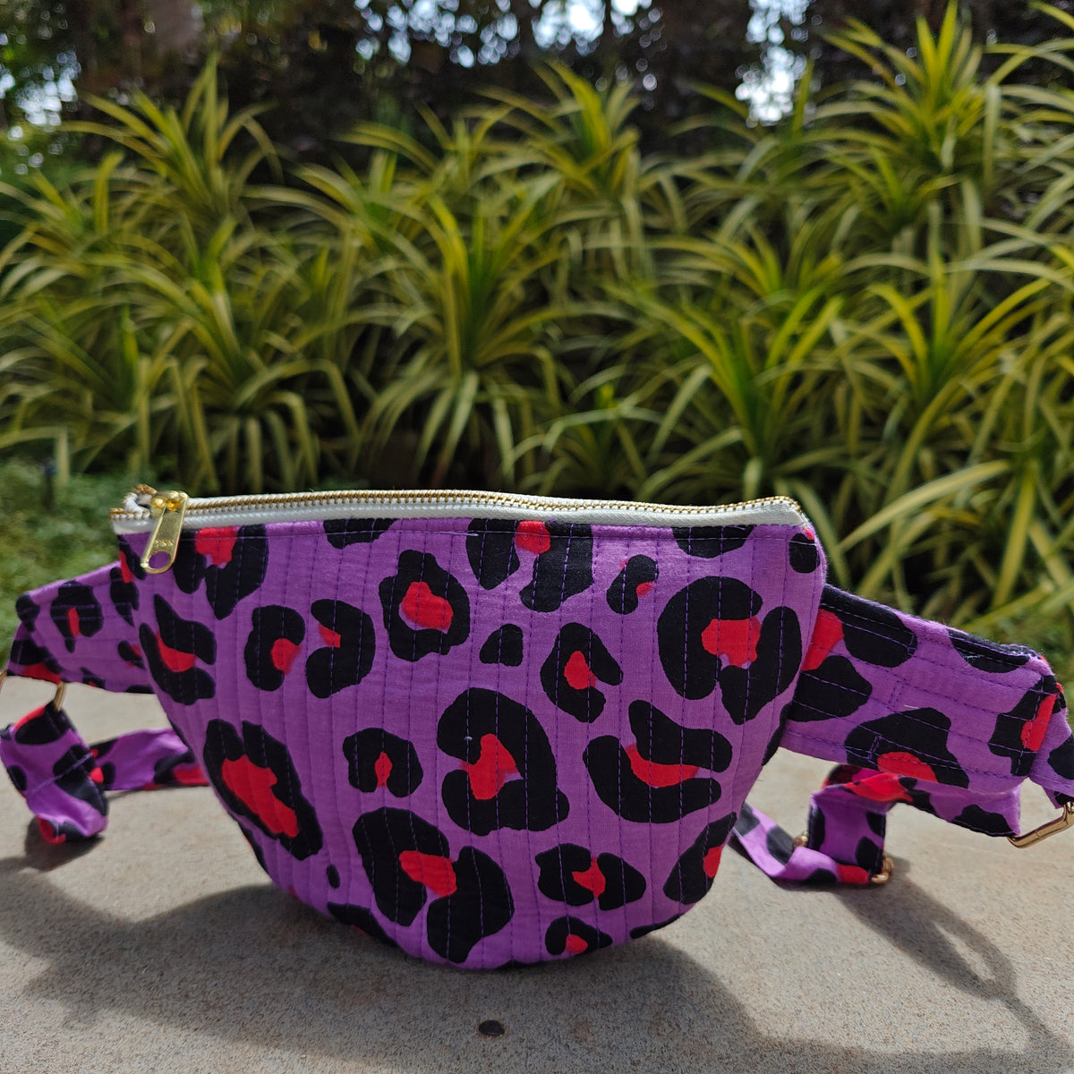 Leopard Handblock Printed Quilted Crossbody Bag