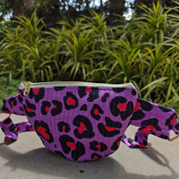 Leopard Handblock Printed Quilted Crossbody Bag