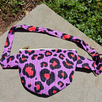 Leopard Handblock Printed Quilted Crossbody Bag