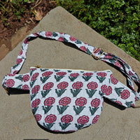 Garden Blush Handblock Printed Quilted Crossbody Bag