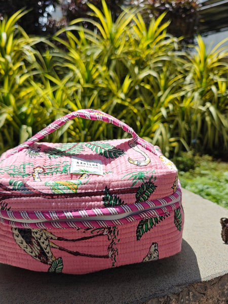 Tarang Handblock Printed Quilted Vanity Bag