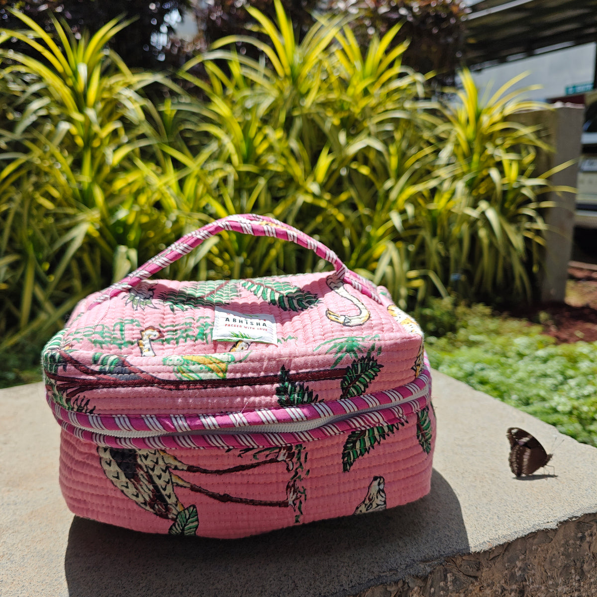 Tarang Handblock Printed Quilted Vanity Bag