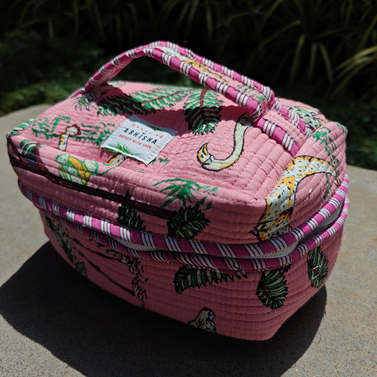 Tarang Handblock Printed Quilted Vanity Bag