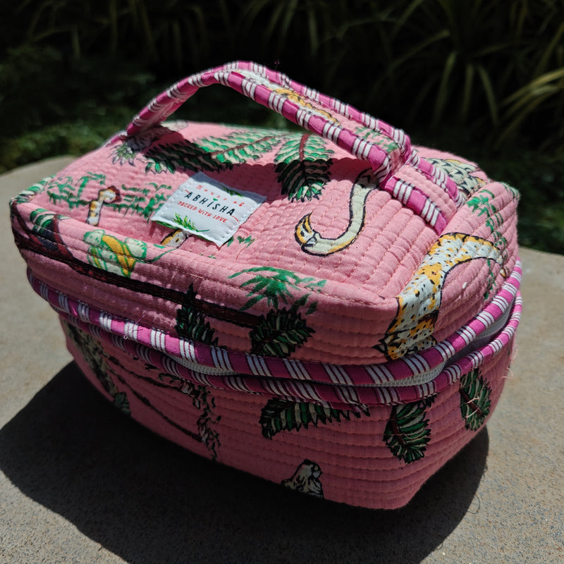 Tarang Handblock Printed Quilted Vanity Bag