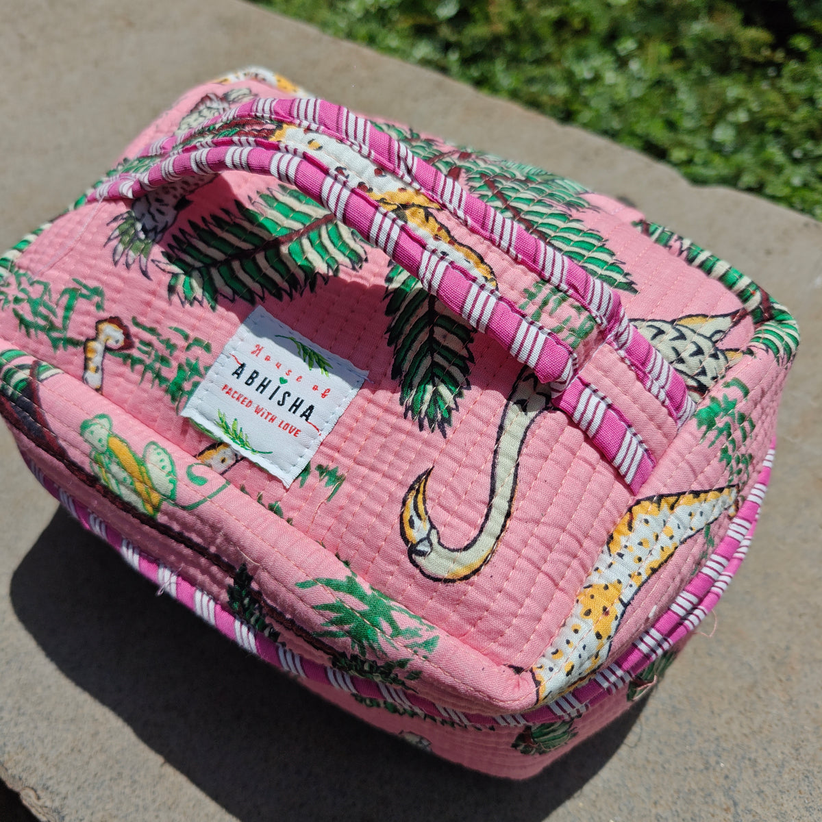 Tarang Handblock Printed Quilted Vanity Bag