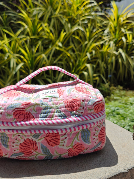 Khilna Handblock Printed Quilted Vanity Bag