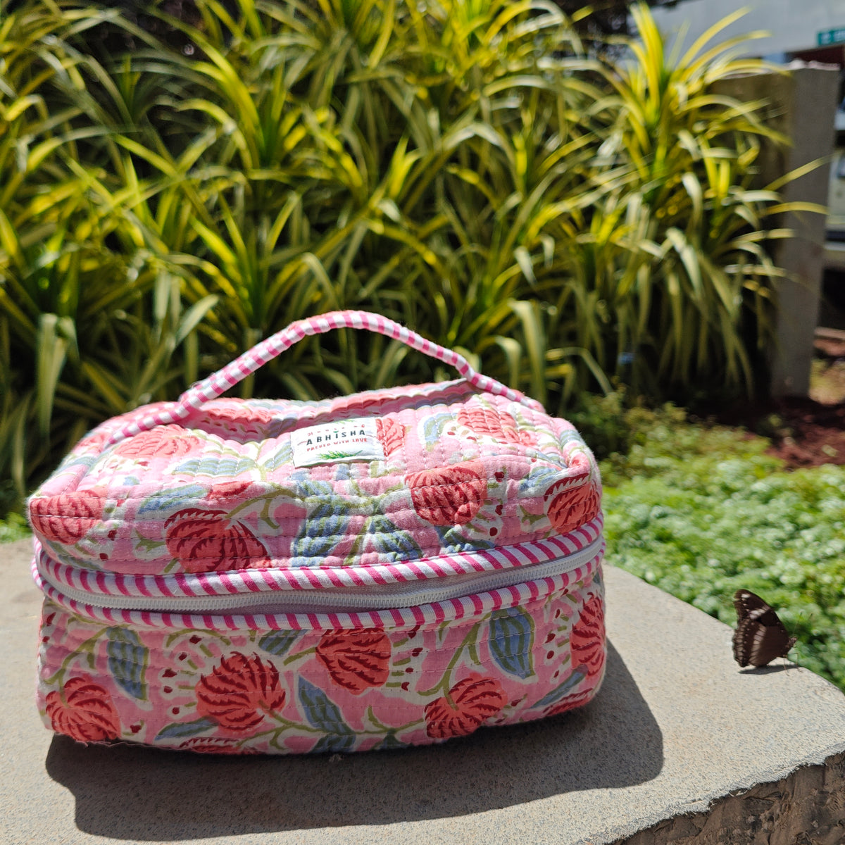 Khilna Handblock Printed Quilted Vanity Bag