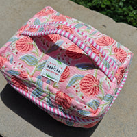 Khilna Handblock Printed Quilted Vanity Bag