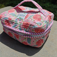 Khilna Handblock Printed Quilted Vanity Bag