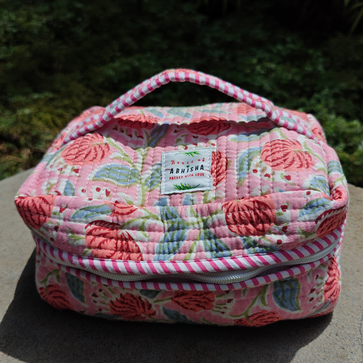 Khilna Handblock Printed Quilted Vanity Bag