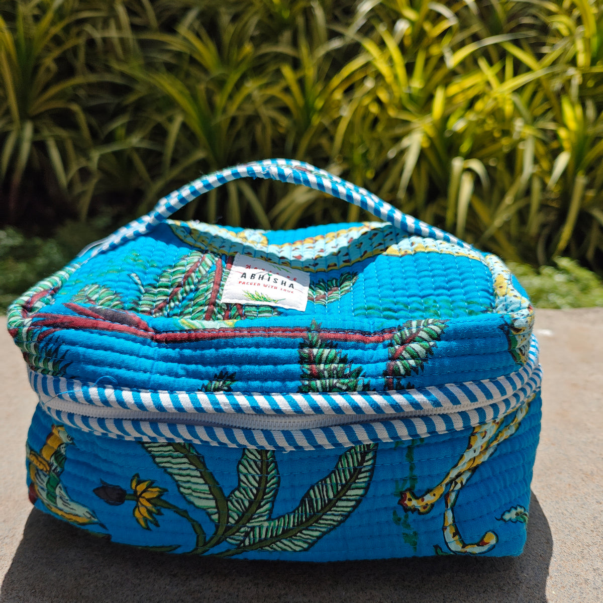 Vanya Handblock Printed Quilted Vanity Bag