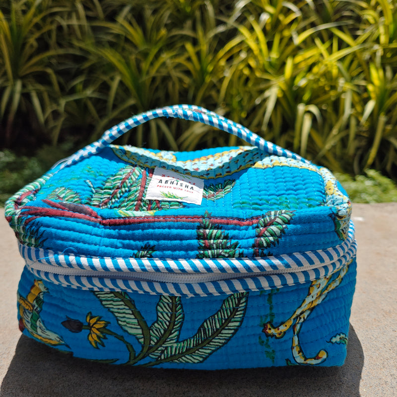 Vanya Handblock Printed Quilted Vanity Bag