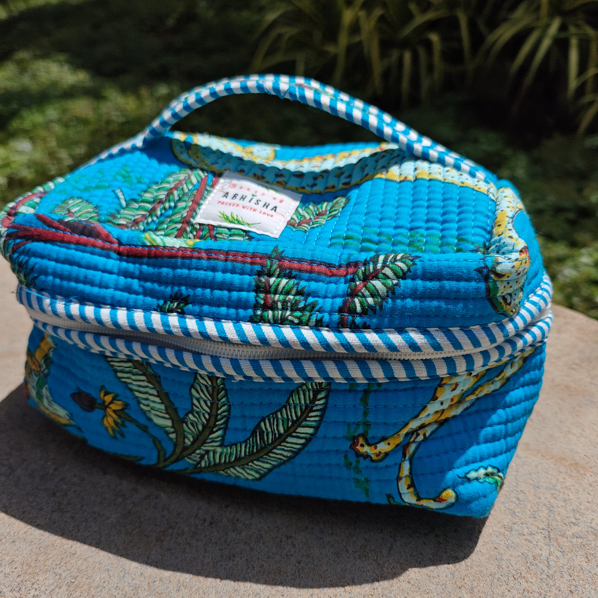 Vanya Handblock Printed Quilted Vanity Bag