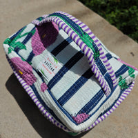 The Blush Handblock Printed Quilted Vanity Bag