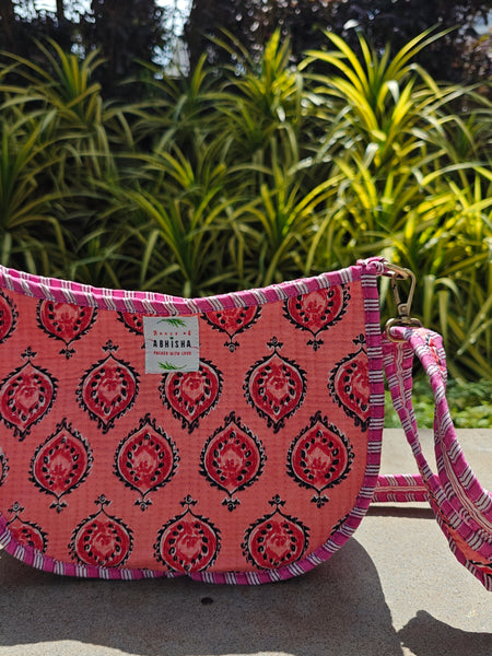 Nazm Handblock Printed Quilted Sling Bag