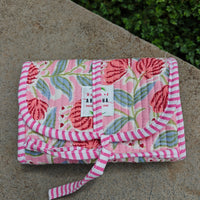 Musk Handblock Printed Quilted Foldable Pouch