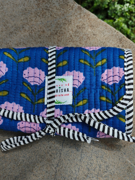 Phool Handblock Printed Quilted Foldable Pouch