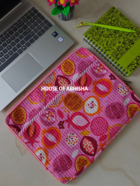 Miraaya Handblock Printed Quilted Laptop Sleeve