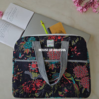 Vanora Handblock Printed Quilted Laptop Bag with Handles