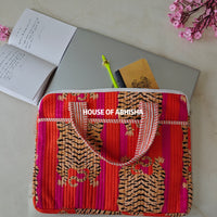 Jungle Bagh Handblock Printed Quilted Laptop Bag with Handles