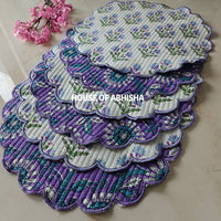 Aprajita Handblock Printed Quilted Scalloped Table Mats – Set of 6