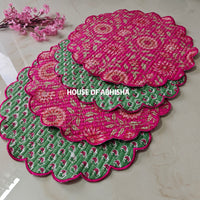 Bahar Handblock Printed Quilted Scalloped Table Mats – Set of 4