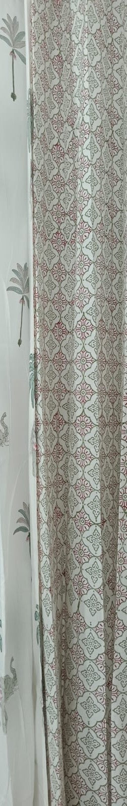 Hathi Palm Handblock Printed Cotton Curtains