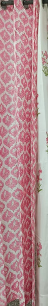 Pink Lily Handblock Printed Cotton Curtains