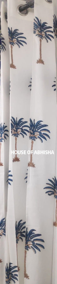 Royal Palm Handblock Printed Cotton Curtains