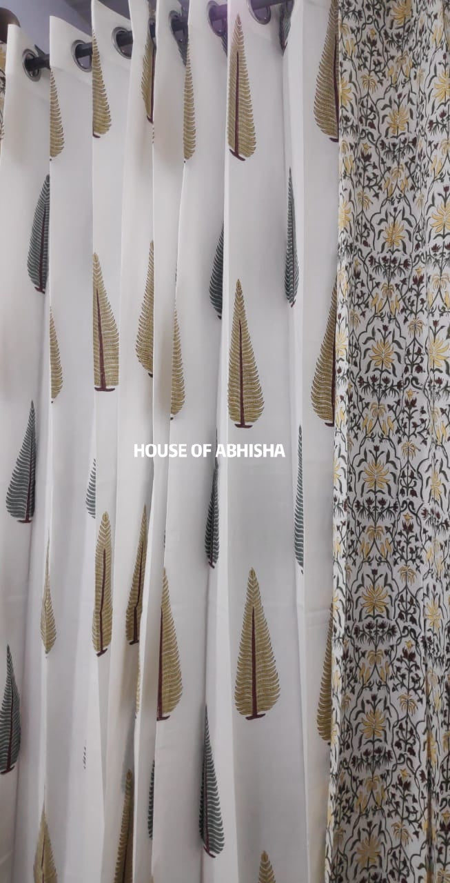 Cyprus Handblock Printed Cotton Curtains