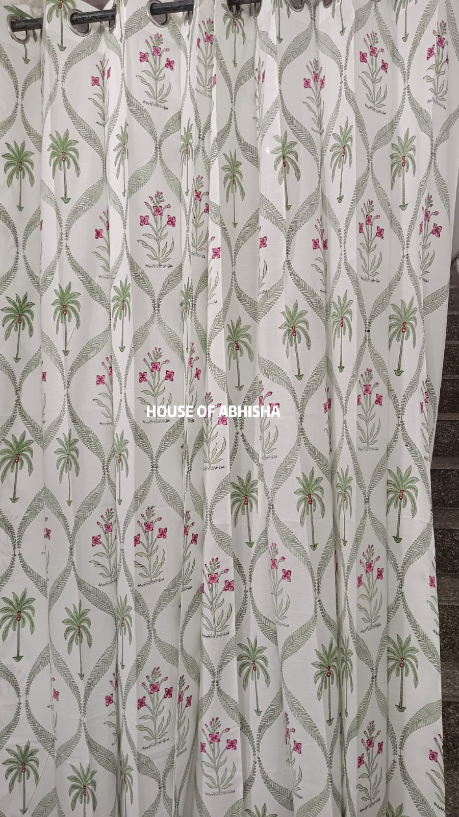 Palm & Petal Handblock Printed Cotton Curtains