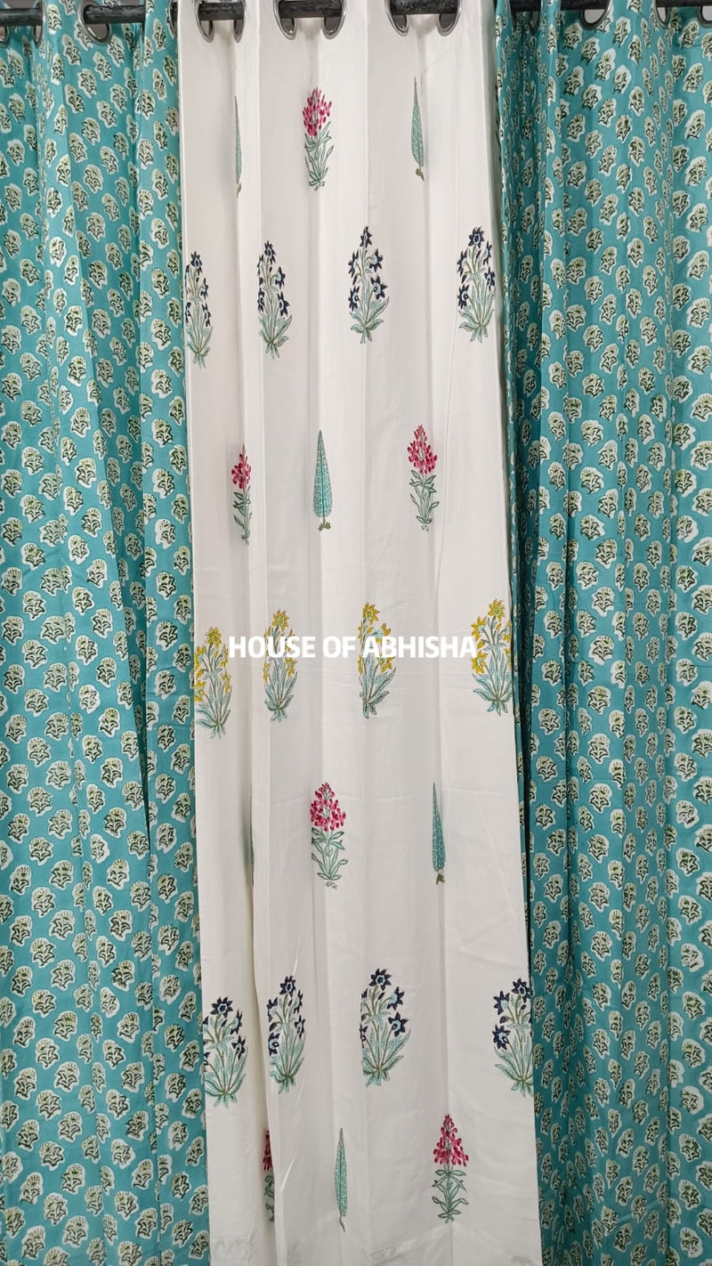 Guldasta Handblock Printed Cotton Curtains
