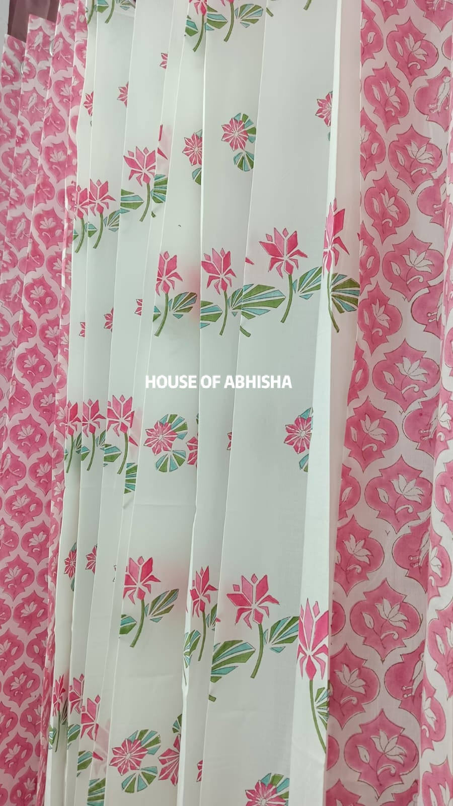 French Garden Handblock Printed Cotton Curtains