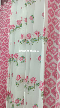 French Garden Handblock Printed Cotton Curtains