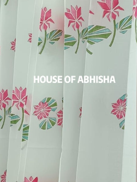 French Garden Handblock Printed Cotton Curtains