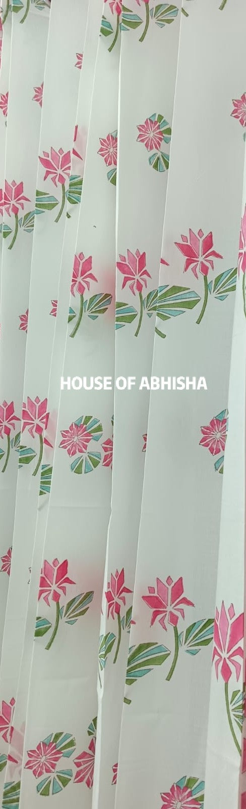 French Garden Handblock Printed Cotton Curtains