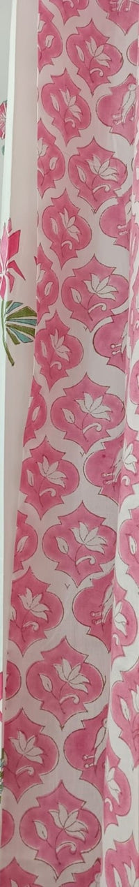 French Garden Handblock Printed Cotton Curtains