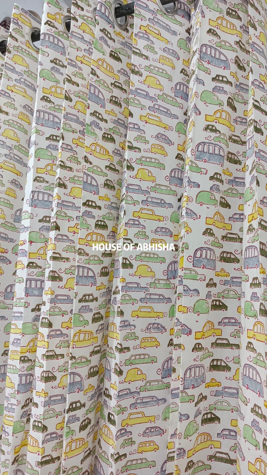Cars Handblock Printed Cotton Curtains