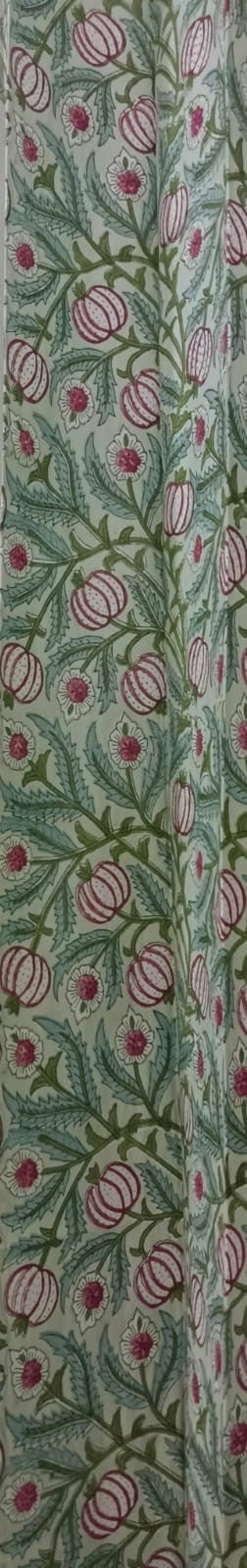 Tropical Palm Handblock Printed Cotton Curtains