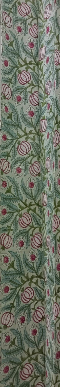Tropical Palm Handblock Printed Cotton Curtains
