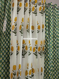 Genda Phool Handblock Printed Cotton Curtains