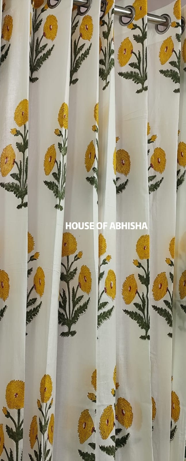 Genda Phool Handblock Printed Cotton Curtains