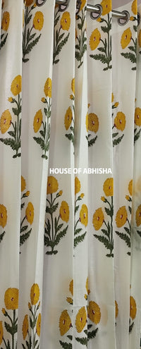 Genda Phool Handblock Printed Cotton Curtains